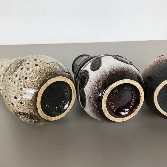 Image 1 of Set of 3 vintage fat lava ceramic vases for Scheurich, Germany 1970