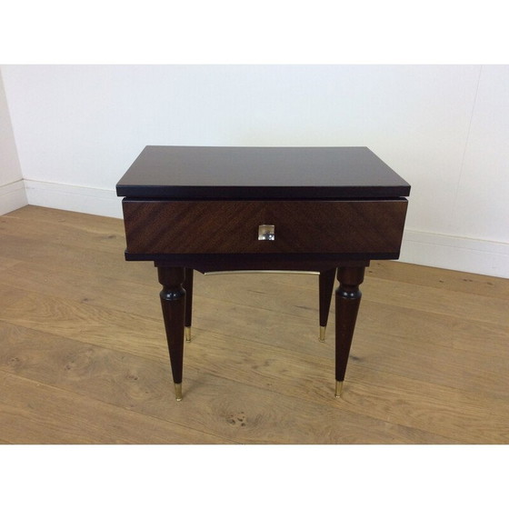 Image 1 of Pair of vintage mahogany and brass bedside tables, Italy 1960