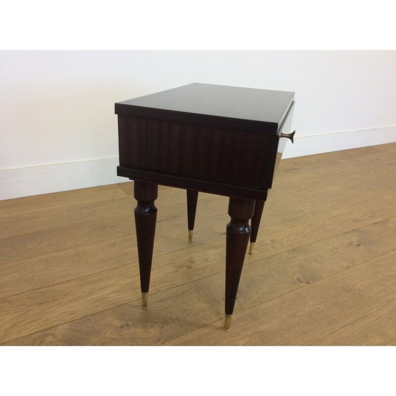 Image 1 of Pair of vintage mahogany and brass bedside tables, Italy 1960