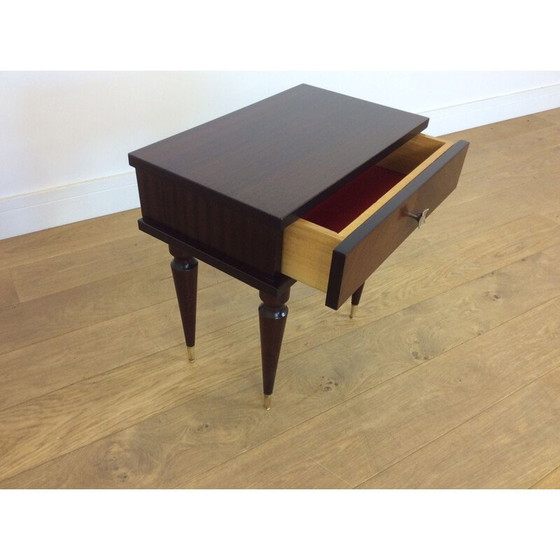 Image 1 of Pair of vintage mahogany and brass bedside tables, Italy 1960