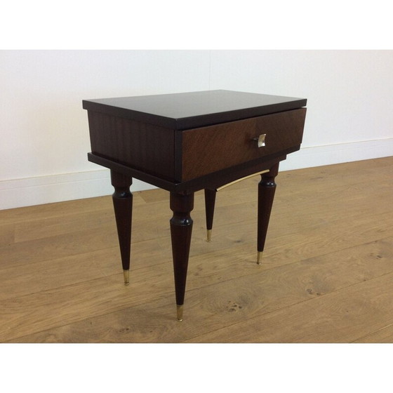 Image 1 of Pair of vintage mahogany and brass bedside tables, Italy 1960
