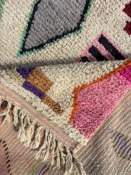 Image 1 of Modern handmade Berber rug with vibrant geometric patterns