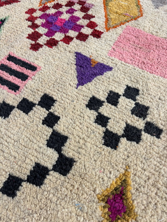 Image 1 of Modern handmade Berber rug with vibrant geometric patterns