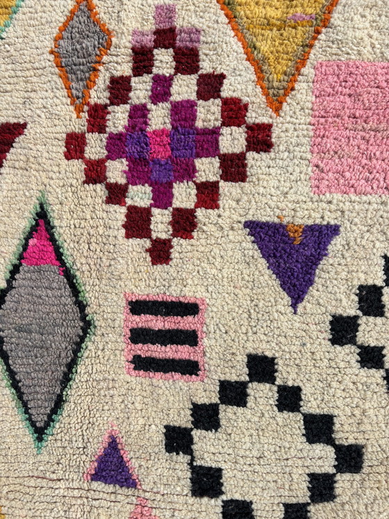 Image 1 of Modern handmade Berber rug with vibrant geometric patterns