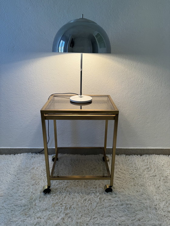 Image 1 of Rolling Sideboard Brass Smoked Glass 70s