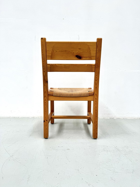 Image 1 of 6 sedie vintage in pino danese con cordoncino di carta di Tage Poulsen