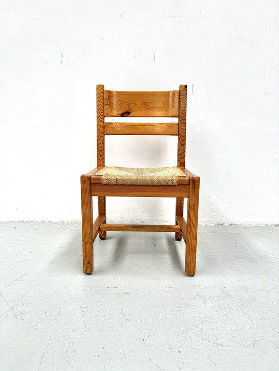 Image 1 of 6 sedie vintage in pino danese con cordoncino di carta di Tage Poulsen