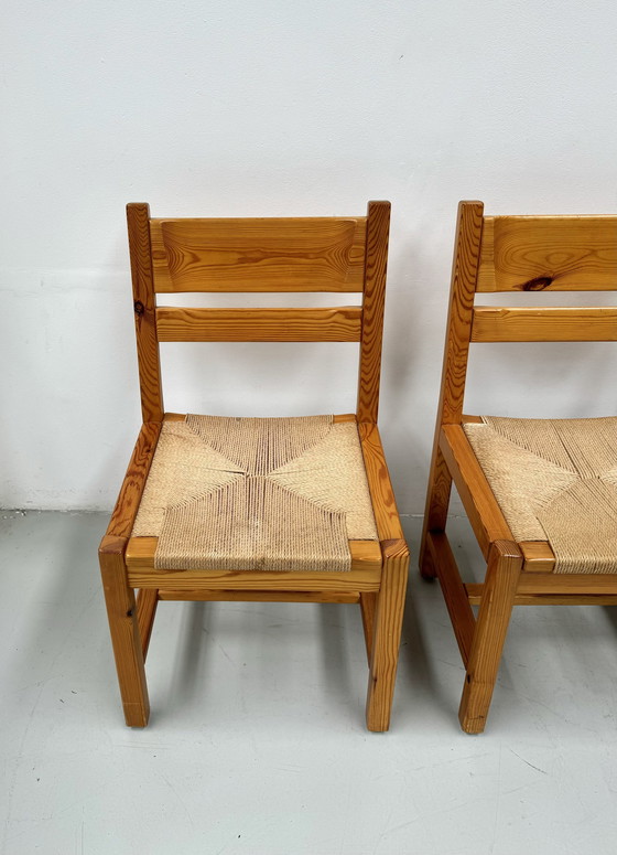 Image 1 of 6 sedie vintage in pino danese con cordoncino di carta di Tage Poulsen