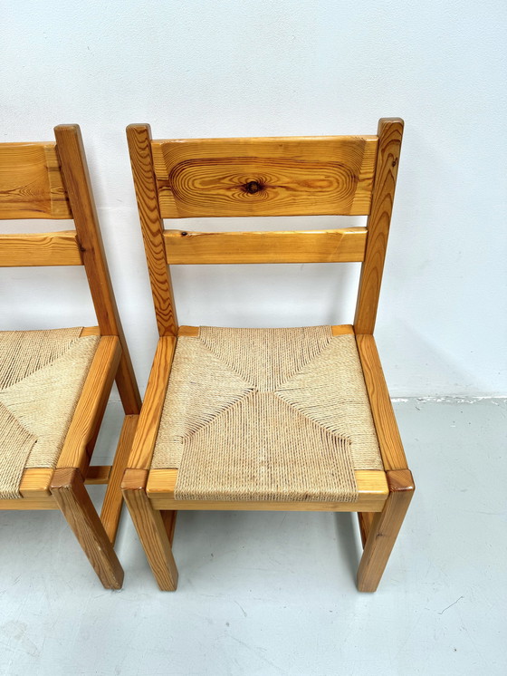 Image 1 of 6 sedie vintage in pino danese con cordoncino di carta di Tage Poulsen