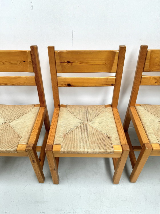 Image 1 of 6 sedie vintage in pino danese con cordoncino di carta di Tage Poulsen