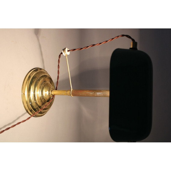 Image 1 of Vintage Art Deco brass banker's table lamp, Czechoslovakia 1930