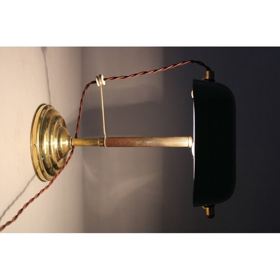 Image 1 of Vintage Art Deco brass banker's table lamp, Czechoslovakia 1930