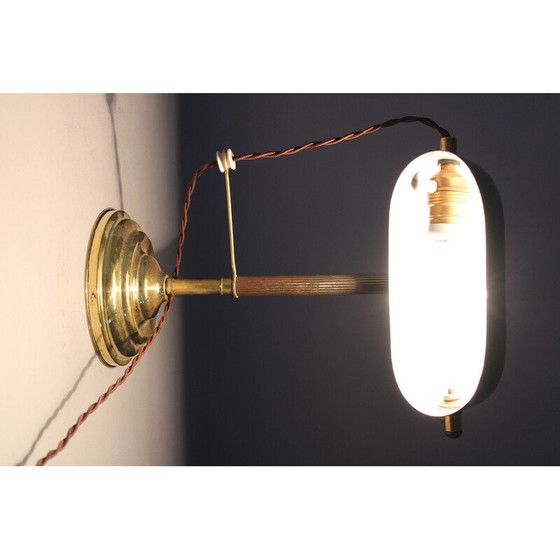 Image 1 of Vintage Art Deco brass banker's table lamp, Czechoslovakia 1930