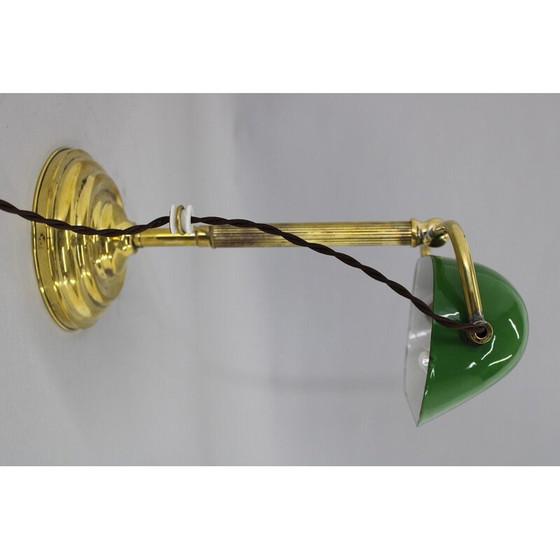 Image 1 of Vintage Art Deco brass banker's table lamp, Czechoslovakia 1930