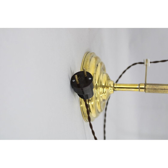 Image 1 of Vintage Art Deco brass banker's table lamp, Czechoslovakia 1930