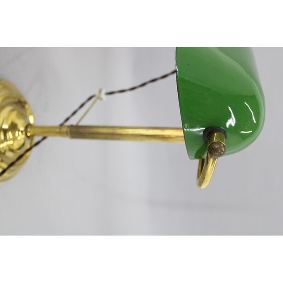 Image 1 of Vintage Art Deco brass banker's table lamp, Czechoslovakia 1930
