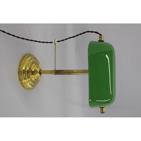 Image 1 of Vintage Art Deco brass banker's table lamp, Czechoslovakia 1930