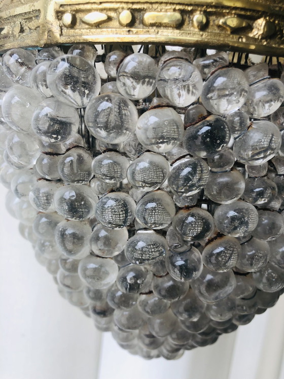 Image 1 of Brass Chandelier Hand Blown Glass Grapes