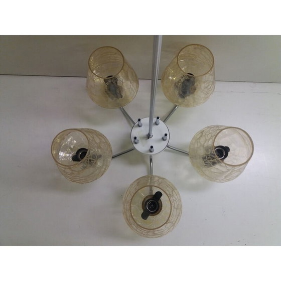 Image 1 of Lampadario vintage in metallo cromato, Cecoslovacchia 1965