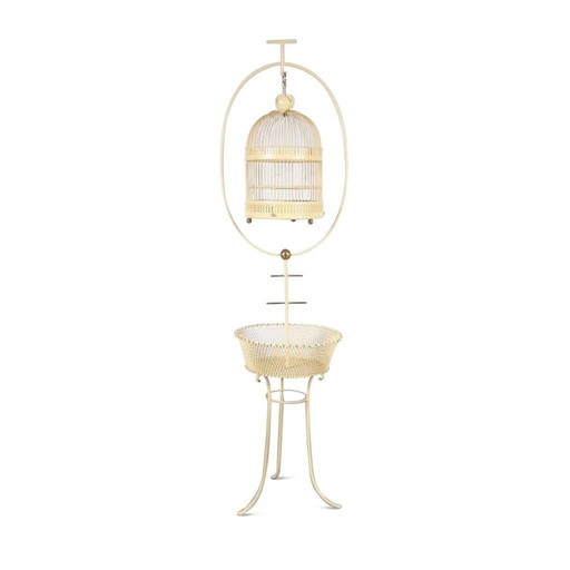 Unique Metal Bird Cage on Stand, Italy 1950