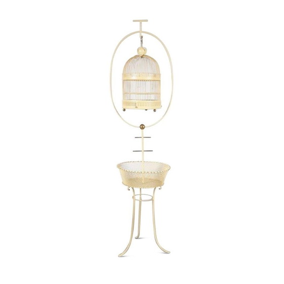 Image 1 of Unique Metal Bird Cage on Stand, Italy 1950