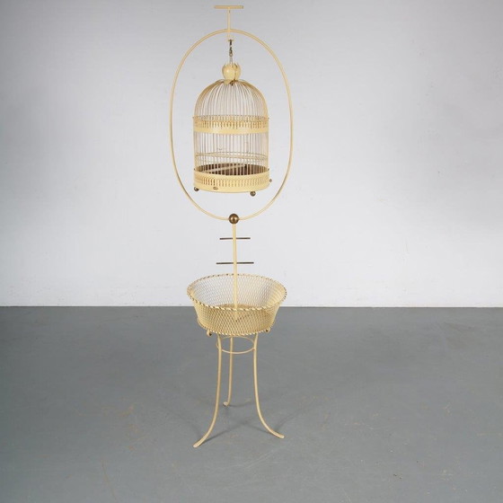 Image 1 of Unique Metal Bird Cage on Stand, Italy 1950