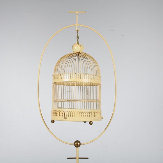 Image 1 of Unique Metal Bird Cage on Stand, Italy 1950