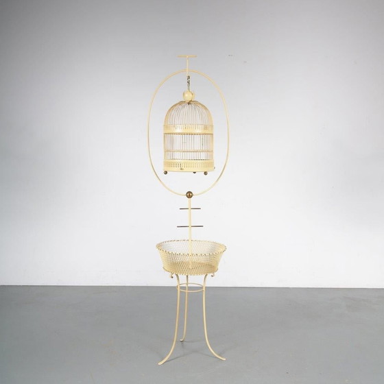 Image 1 of Unique Metal Bird Cage on Stand, Italy 1950