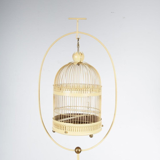 Image 1 of Unique Metal Bird Cage on Stand, Italy 1950