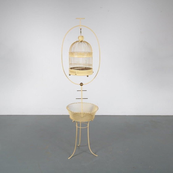 Image 1 of Unique Metal Bird Cage on Stand, Italy 1950