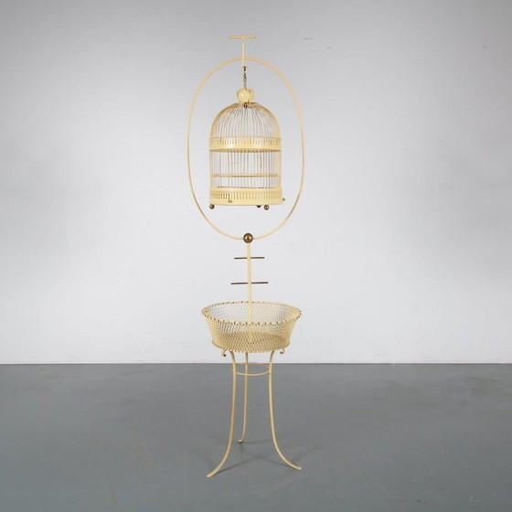 Image 1 of Unique Metal Bird Cage on Stand, Italy 1950