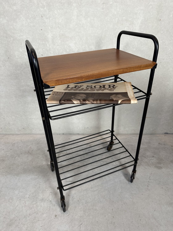 Image 1 of 3x table d'appoint vintage / chariot 70's en teck