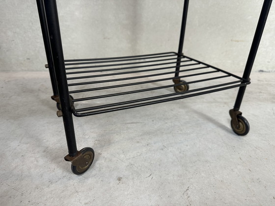 Image 1 of 3x table d'appoint vintage / chariot 70's en teck