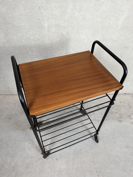 Image 1 of 3x table d'appoint vintage / chariot 70's en teck