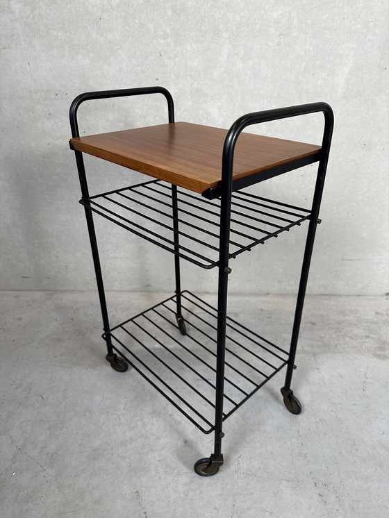 Image 1 of 3x table d'appoint vintage / chariot 70's en teck