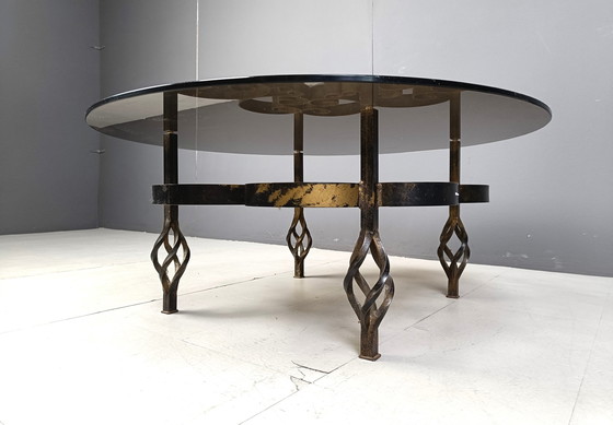 Image 1 of Brutalist Wrought Iron Coffee Table 1970S