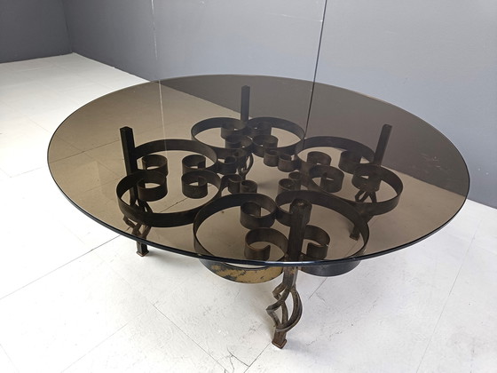 Image 1 of Brutalist Wrought Iron Coffee Table 1970S