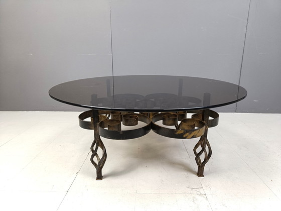 Image 1 of Brutalist Wrought Iron Coffee Table 1970S