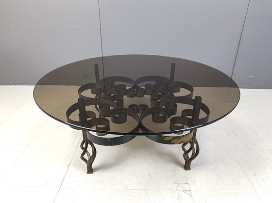 Image 1 of Brutalist Wrought Iron Coffee Table 1970S