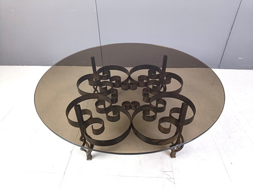 Brutalist Wrought Iron Coffee Table 1970S