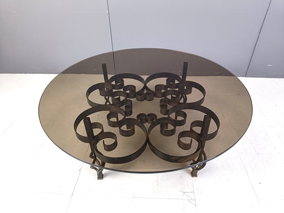 Image 1 of Brutalist Wrought Iron Coffee Table 1970S