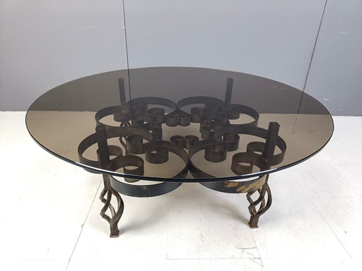 Brutalist Wrought Iron Coffee Table 1970S