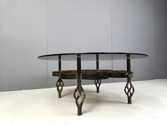 Image 1 of Brutalist Wrought Iron Coffee Table 1970S