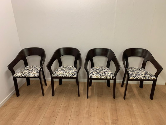 Image 1 of Set di 4 sedie vintage con tessuto jacquard, 1970