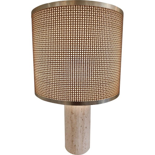 Lampada da tavolo vintage in travertino, 1970