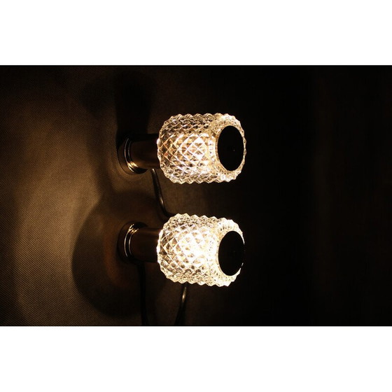 Image 1 of Pair of vintage glass bedside lamps by Kamenicky Senov, Czechoslovakia 1970