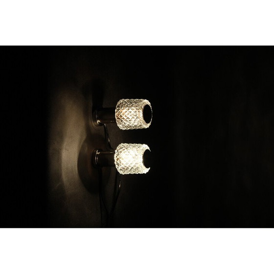 Image 1 of Pair of vintage glass bedside lamps by Kamenicky Senov, Czechoslovakia 1970