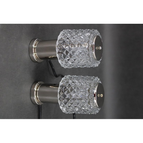 Image 1 of Pair of vintage glass bedside lamps by Kamenicky Senov, Czechoslovakia 1970