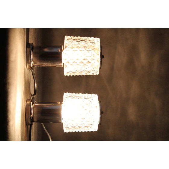 Image 1 of Pair of vintage glass bedside lamps by Kamenicky Senov, Czechoslovakia 1970