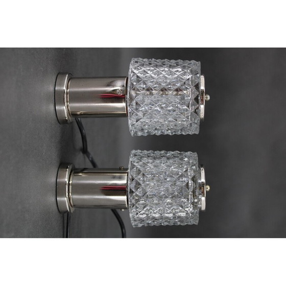 Image 1 of Pair of vintage glass bedside lamps by Kamenicky Senov, Czechoslovakia 1970